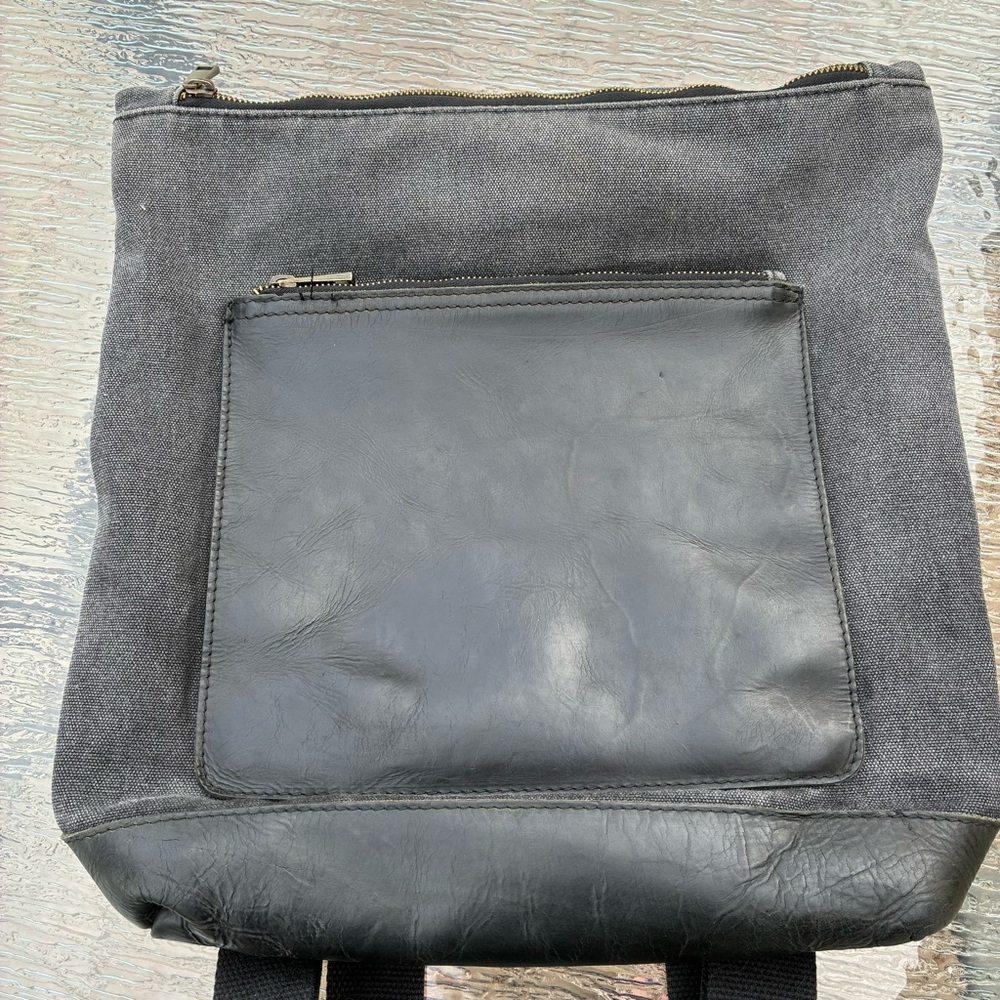 Garuglieri Italy Unisex Canvas & Genuine Leather Trim Travel Tote Laptop Bag